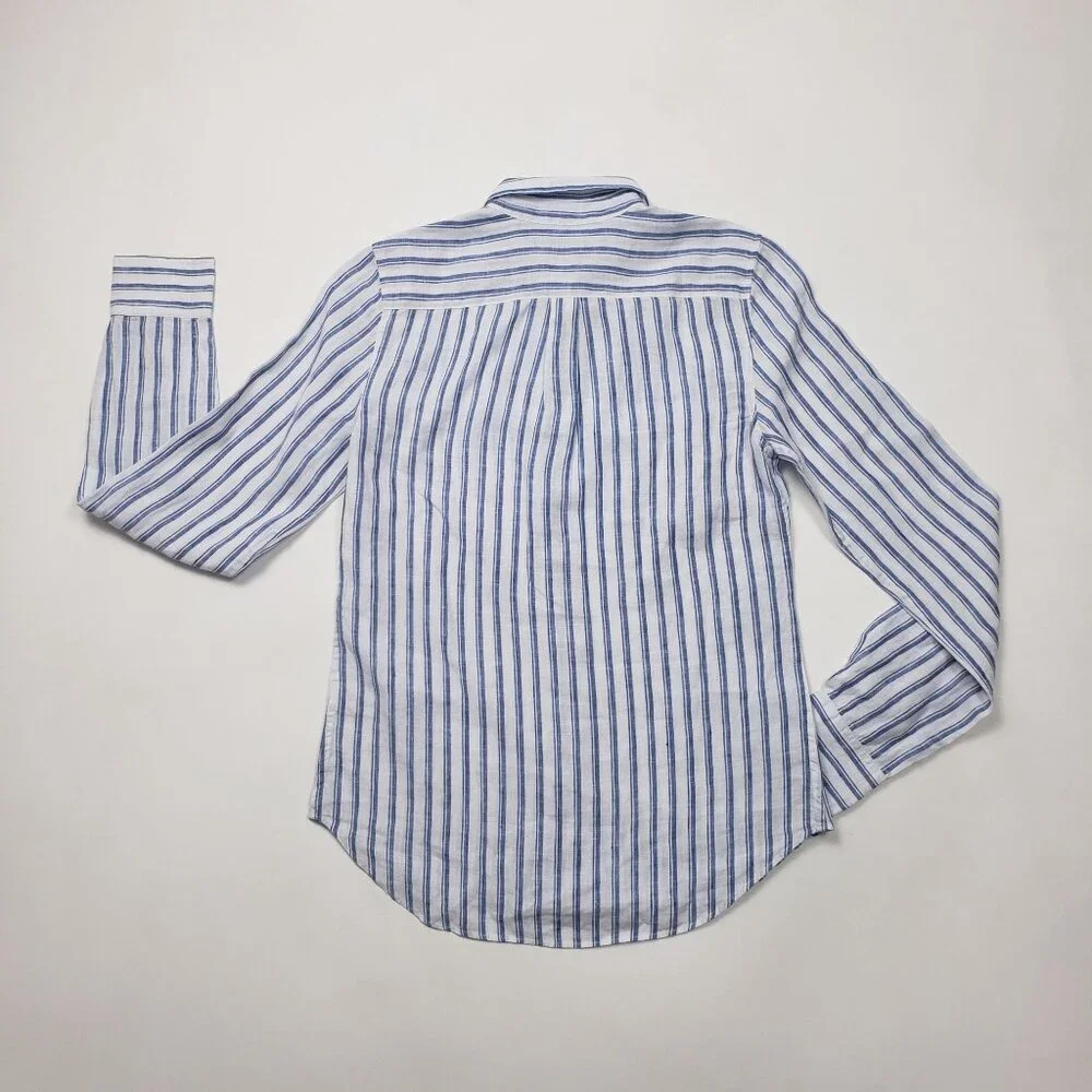 Untuckit Women Button-Up Linen Shirt Wehlen Blue White Stripe NWT/NWOT Pick Size - Picture 10 of 12